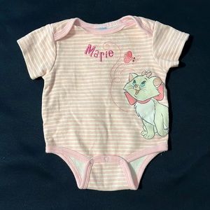 Disney Marie 3-6 mo Pink Striped Onesie